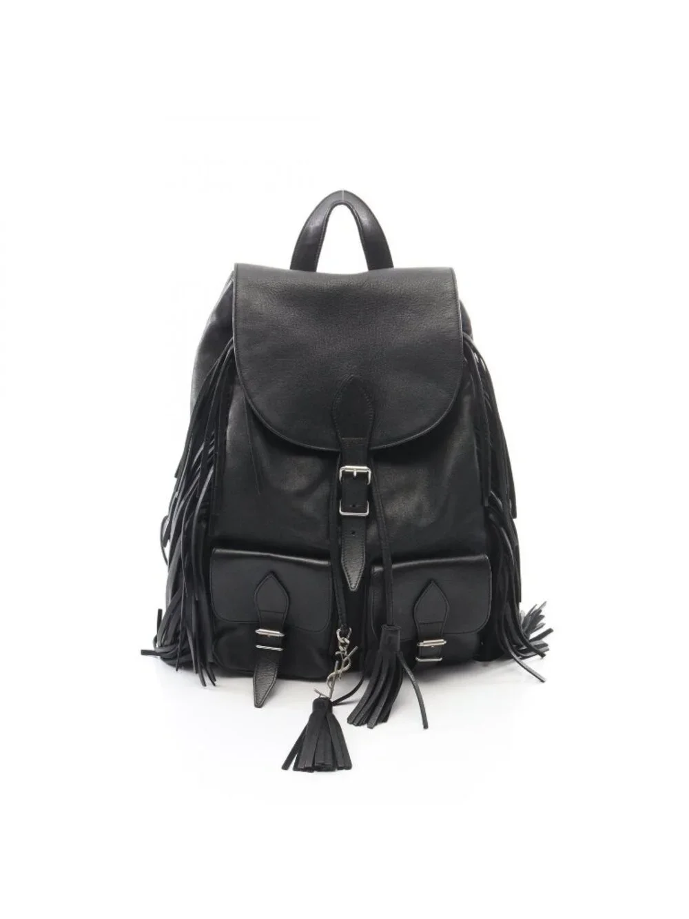 Saint Laurent Paris Backpack Festival Fringe Black Leather